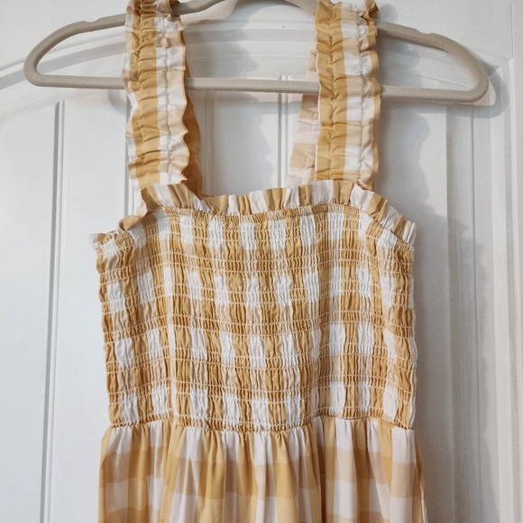 Abercrombie & Fitch Plaid Maxi Dress yellow 💛 With pockets! - Picture 2 of 3